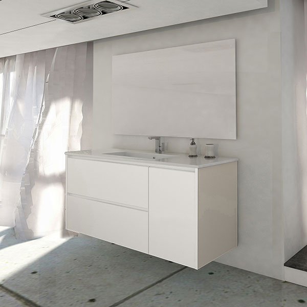 SUN 120, Blanc Matt, 2 Tiroirs / 1 Porte