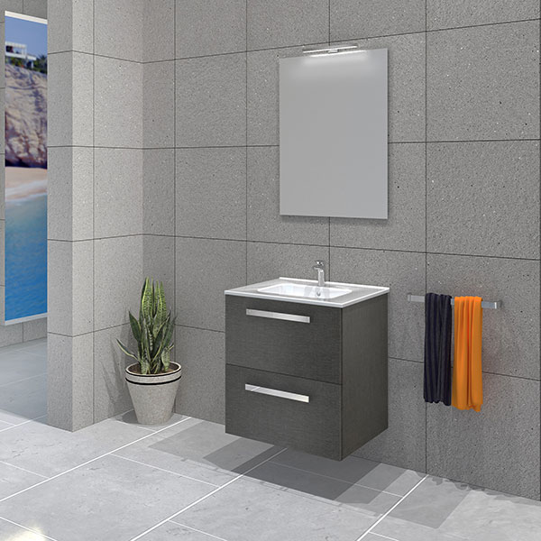 EMI 60 Gris Textil, 2 Tiroirs