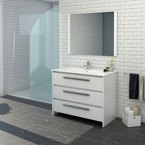 AXEL 90 Blanc Matt, 3 Tiroirs