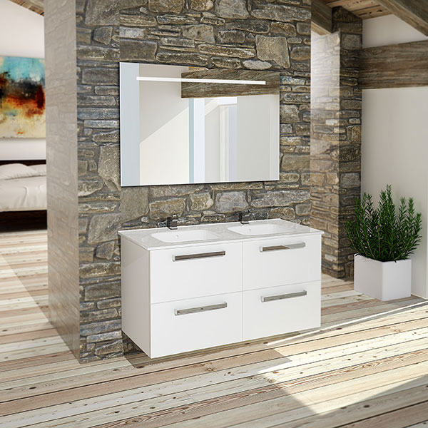 DINA 120 Blanc Matt, 4 Tiroirs - Alday meubles de bain