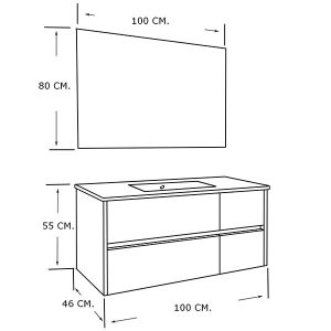 JOB 100, Blanc Matt, 4 Tiroirs