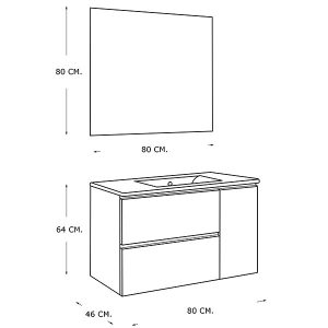 SUN 80, Blanc Matt, 2 Tiroirs / 1 Porte