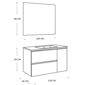 SUN 120, Blanc Matt, 2 Tiroirs / 1 Porte