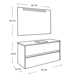 DOUBLE 80, Cendre, 2 Tiroirs