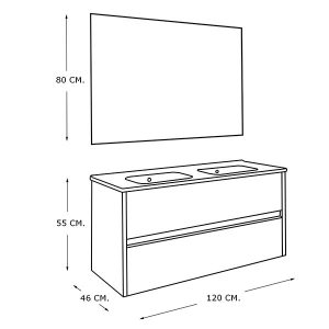 Double 120, Nature, 2 Tiroirs