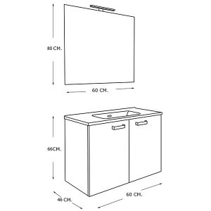 ANGE 60 Blanc Matt, 2 Portes