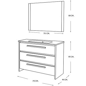 AXEL 70 Bleu, 3 Tiroirs