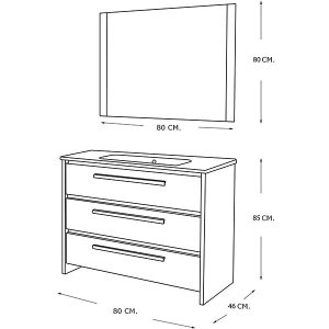 AXEL 80 Blanc Matt, 3 Tiroirs