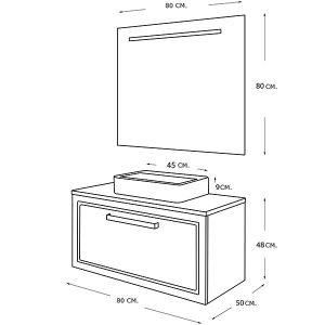 ADAM 80 Gris Matt, 1 Tiroir